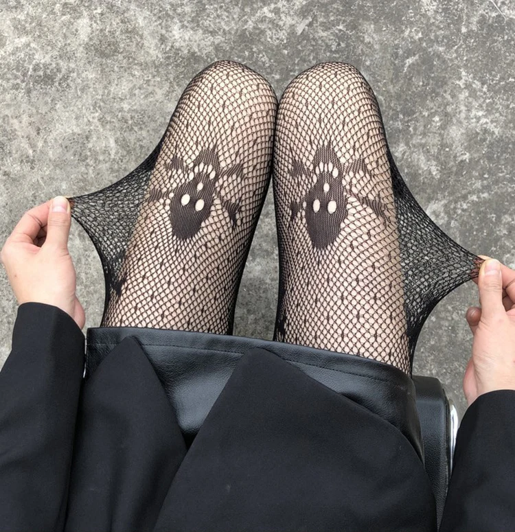 Halloween mesh floral print pantyhose lady sexy woman pantyhose tights