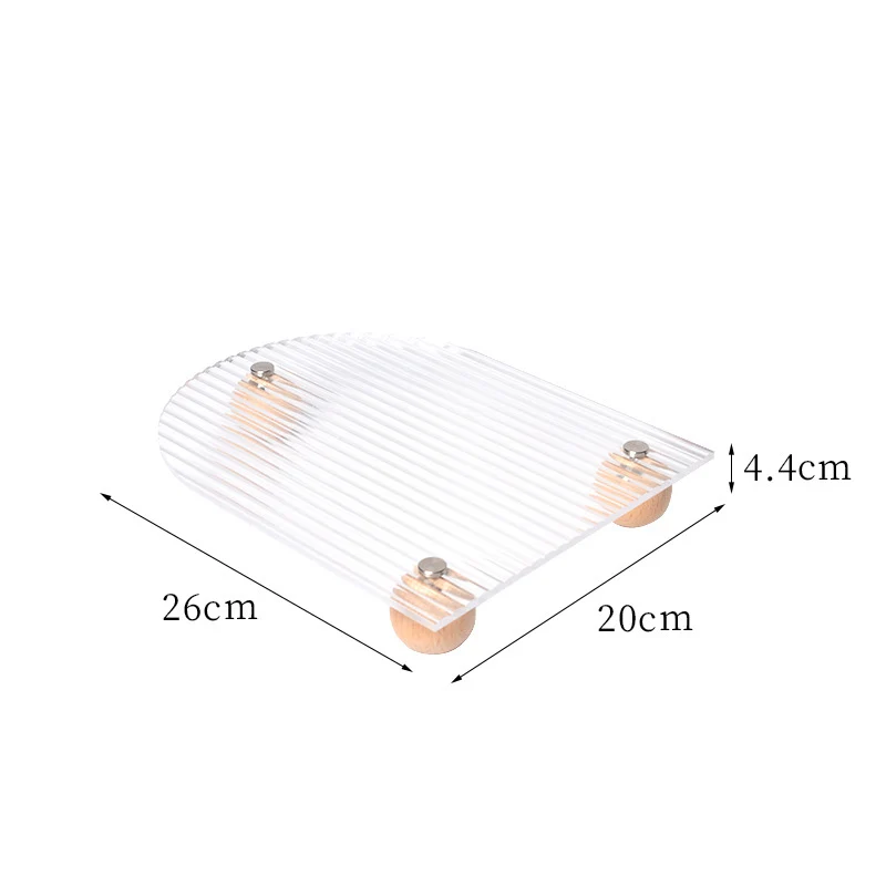 New Clear Acrylic Tray With Wood Wall Base Home Decor Acrylic Serving Tray Makeup Perfume Display Wholesale
