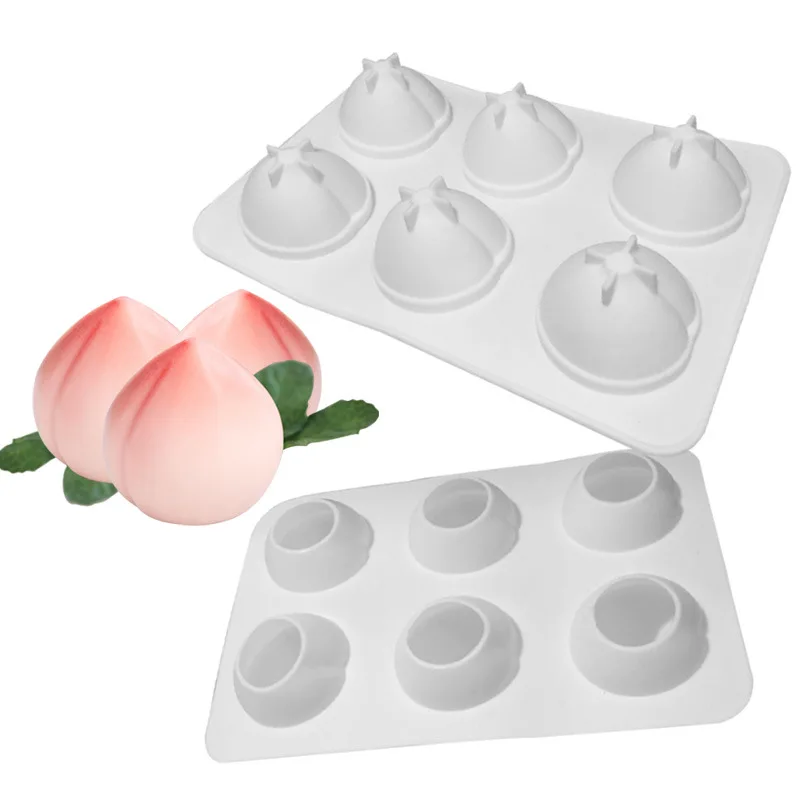 Форма для Мусса с 6 отверстиями, силиконовая форма для Мусса с 6 отверстиями для шоколада, коричневого желе, персика