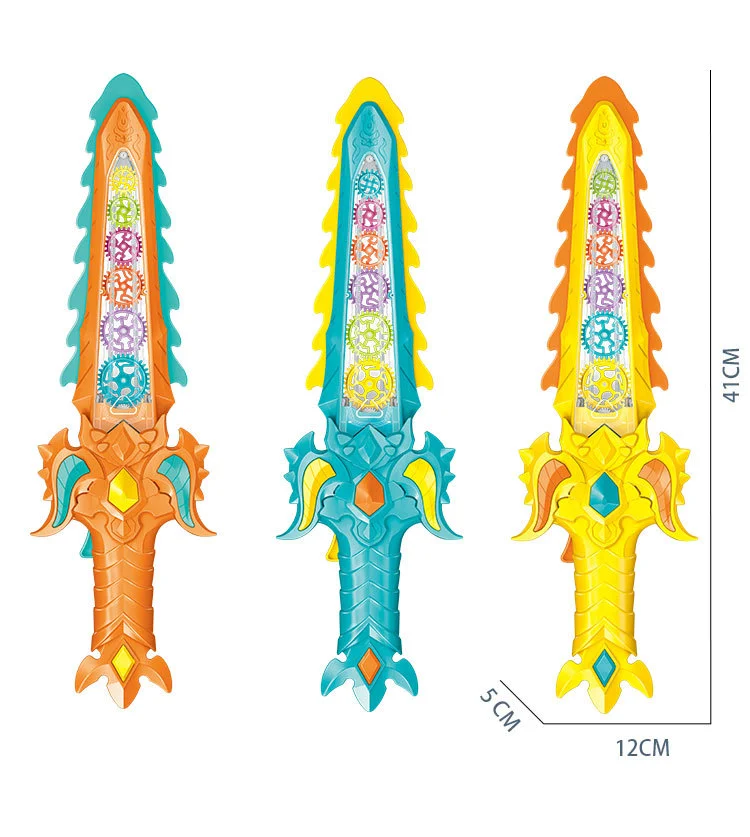 High quality and handsome lighting transparent gear axe sword toy boy puzzle gear toy plastic gear toy