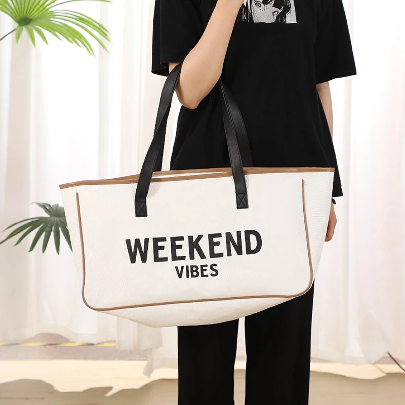 Wholesale Fashion Custom Design Tote Bag Canvas Weekender Print Bags Women Handbags