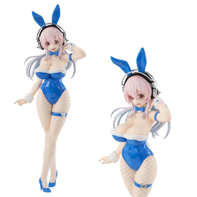 30CM Sexy Anime SUPERSONICO Figure Sexy Blue Bunny Standing PVC Toys Gift Collection Doll