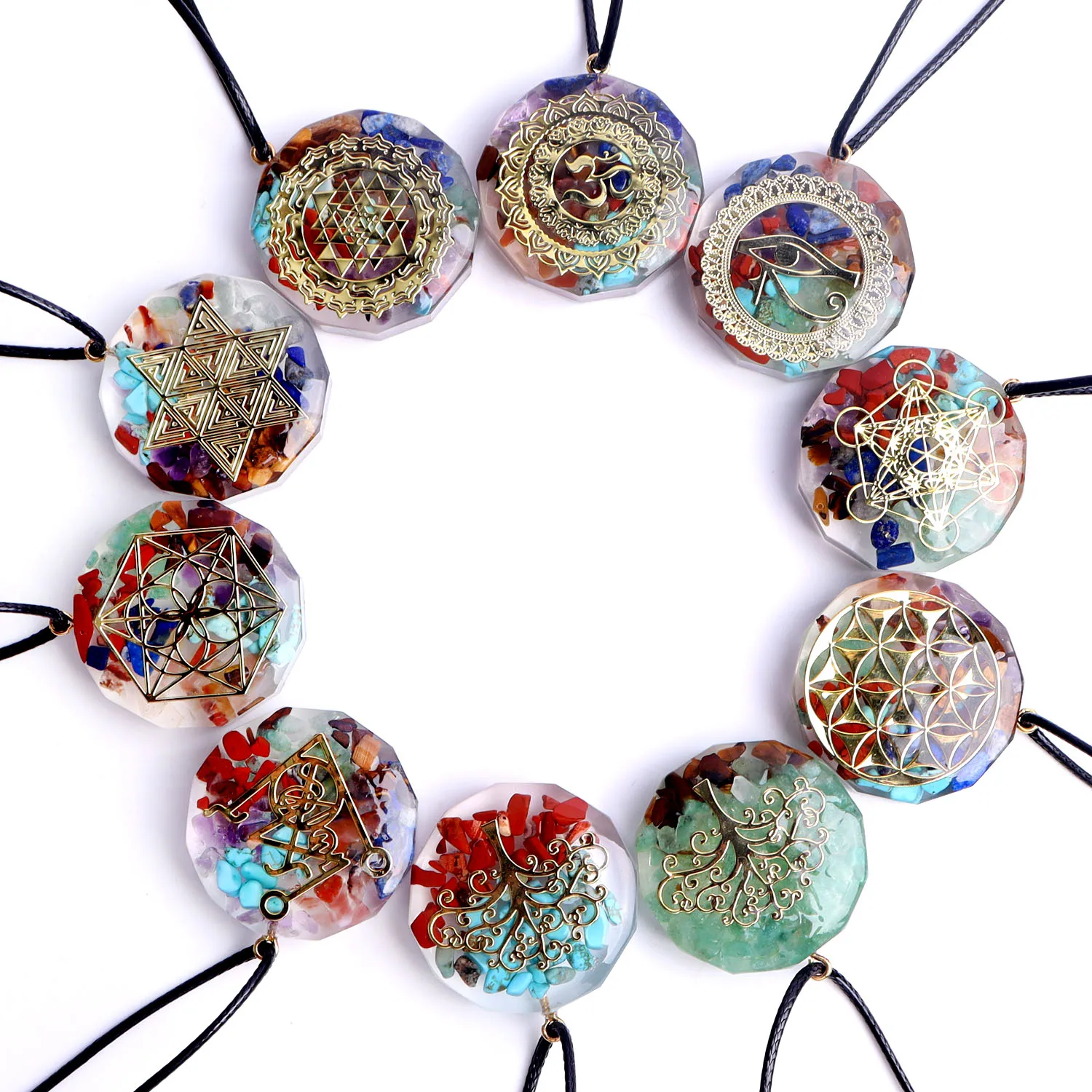 Исцеление энергии чакр orgonite с украшением в виде кристаллов с геометрическим рисунком подвеска с цепочкой колье для медитации, ювелирное изделие, подарок