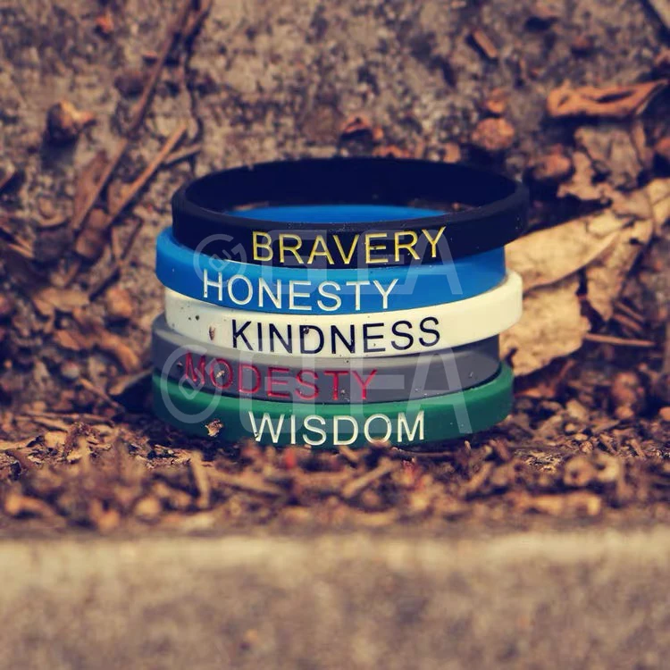 Plastic Rubber Silicone Elastic Wristbands with logo custom