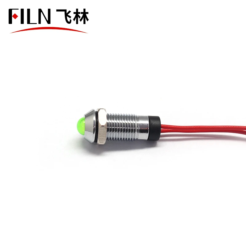 CE metal 8mm led indicator  24v 120v 220v pilot light red 12v led signal light with 20 cm cable