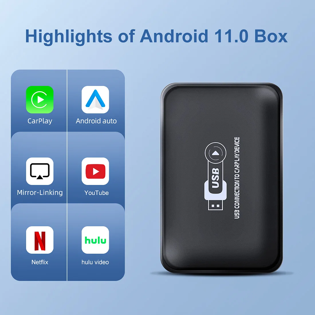 New Android 11 SmartBox Wired To Wireless Carplay AI Box AirPlay Android Auto Car Multimedia Player Plug And Play Dongle Adapter