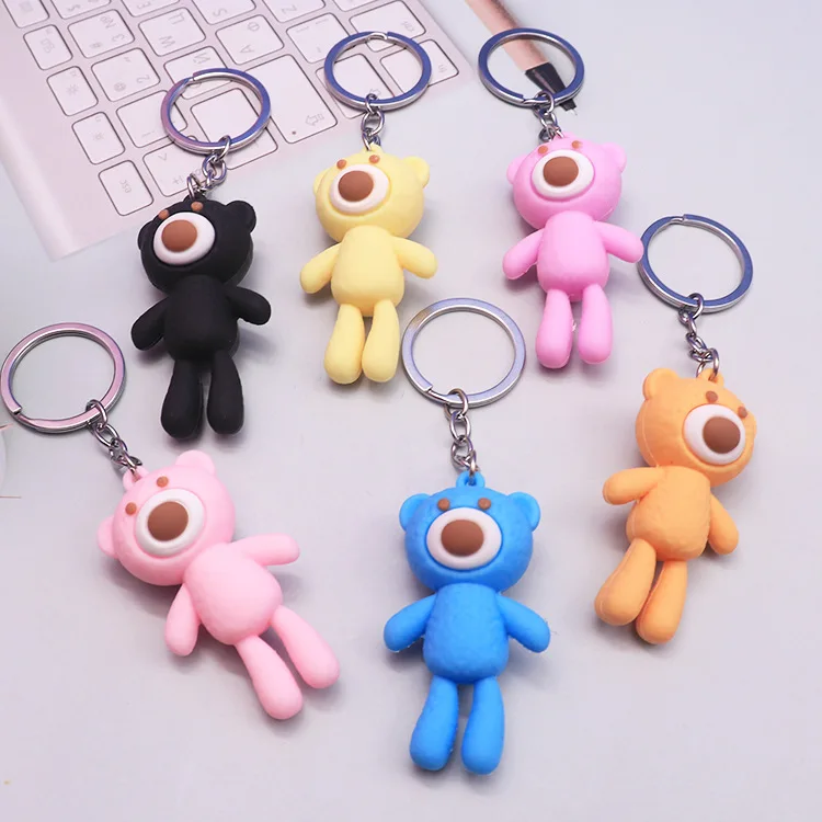 Custom 3d pvc keychains kawaii anime keychain charms custom wholesale bear shape animal keychain for bag accessories