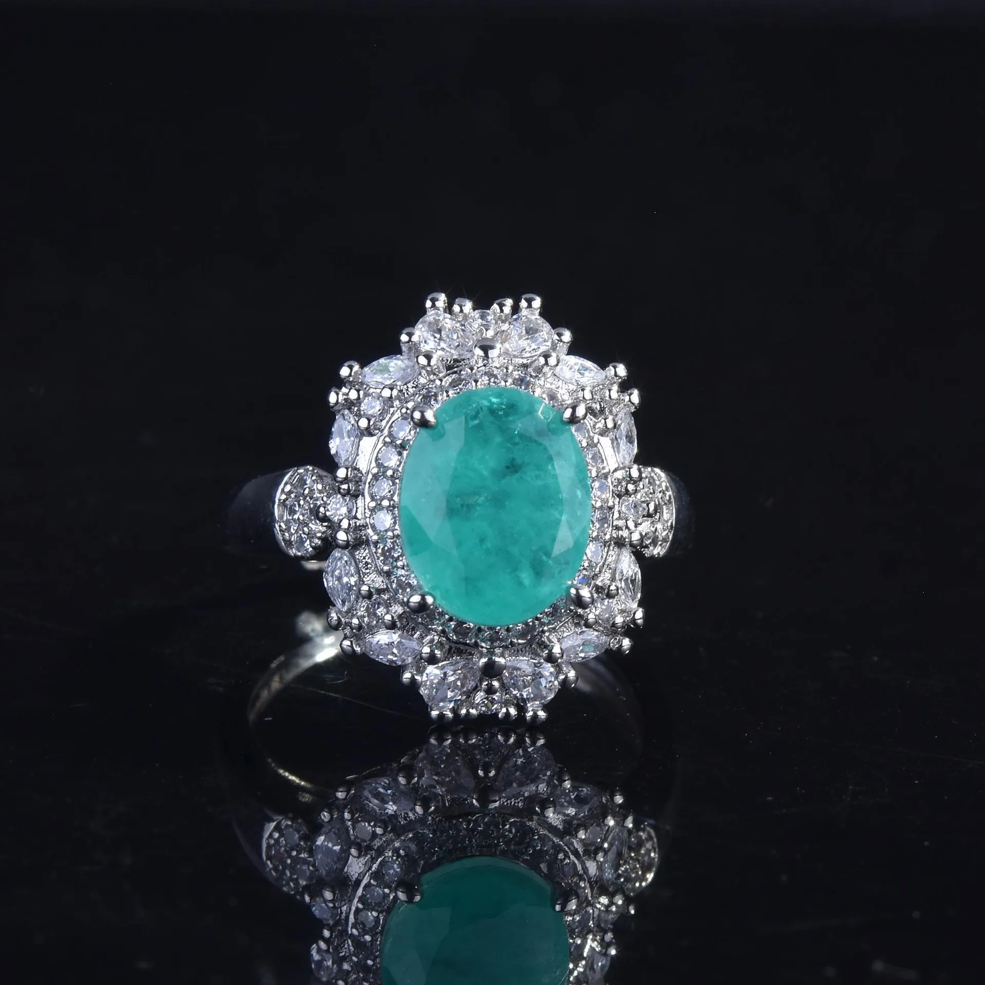 Luxury Paraiba Tourmaline Gemstone Jewelry 925 Sterling Silver Jewelry Sets