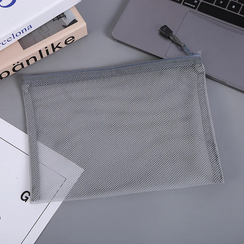 Office Supplies Stationery Wholesale File Storage Bags Nylon Mesh Bag Zipper Pouch Document Bag