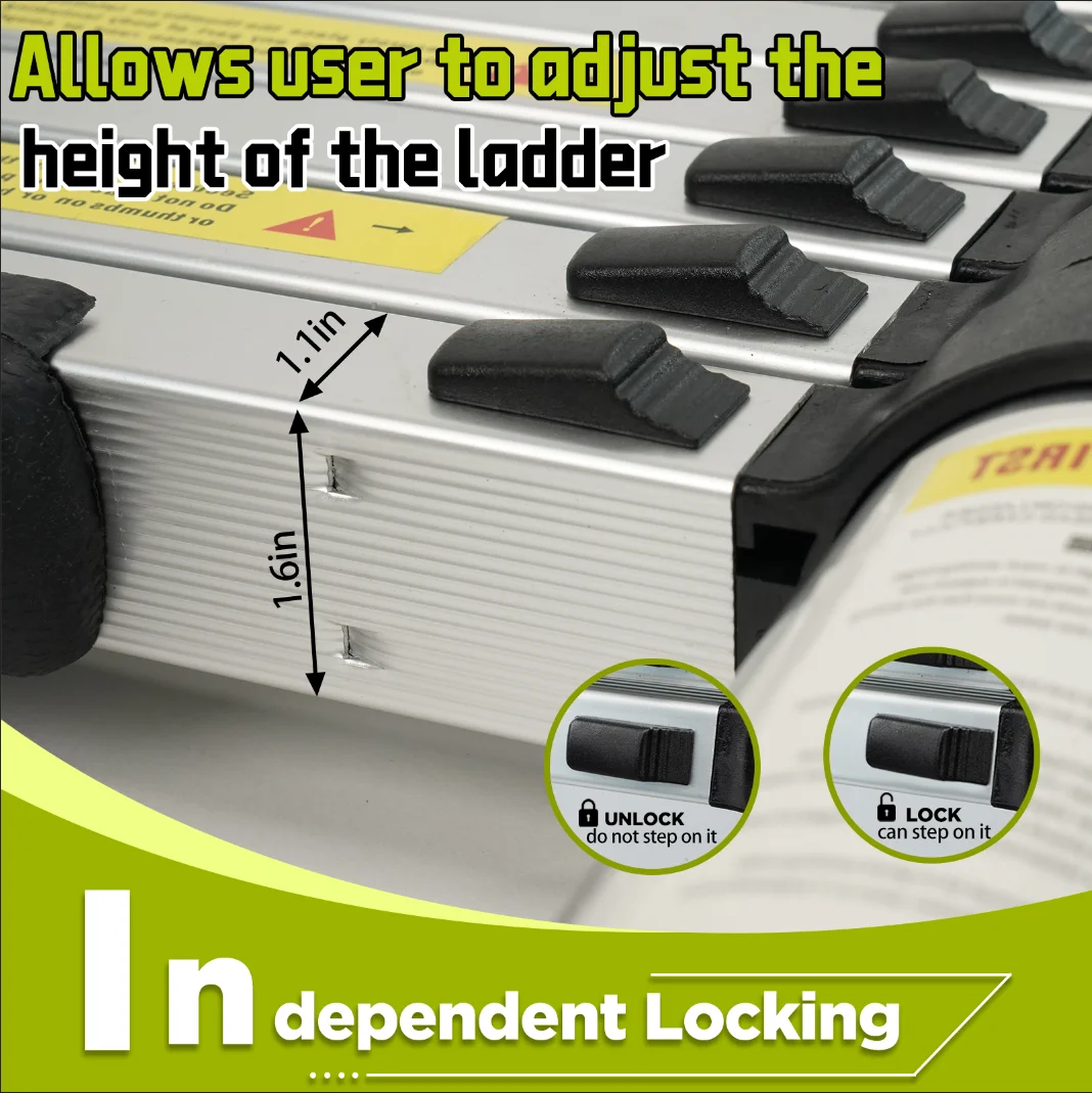 Lightweight Durable Telescopic Ladder Foldable 3.8m Aluminium Single Side Telescopic Stair Ladder EN131-6