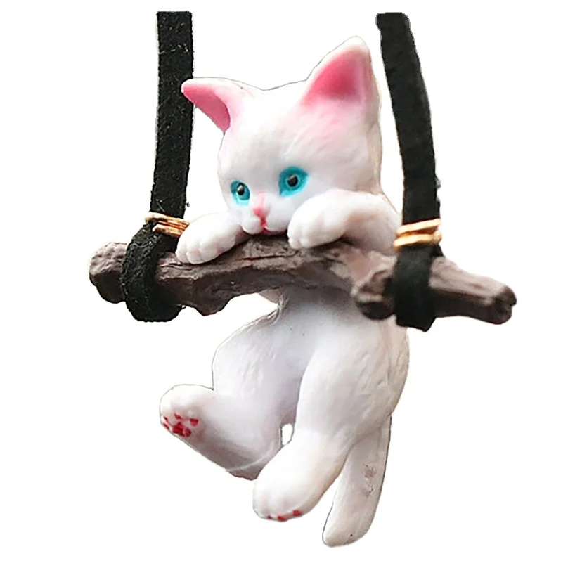 Resin Cute Cat Rearview Mirror Car Accessories Creative Pendant Auto Parts Decoration
