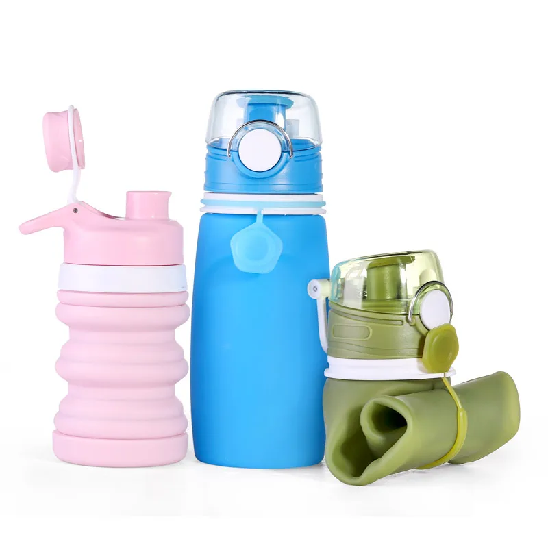 Silicone Sports Drink Water Bottle Foldable Custom Logo Designed Grm Botella De Agua Collapsible Water Bottle
