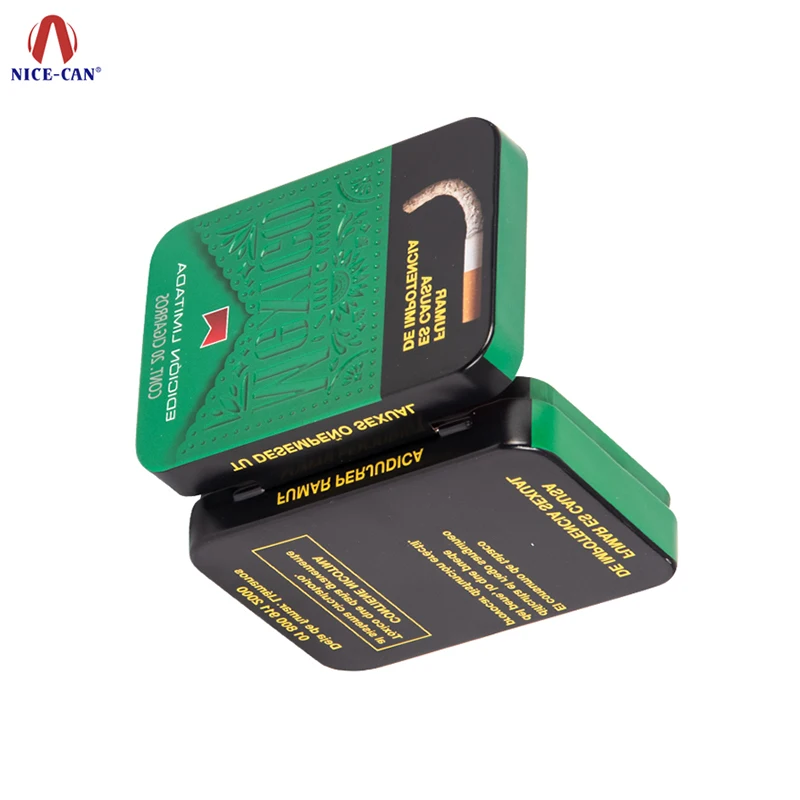 Factory Direct Convenient Smoking Accessories Custom Green Color Hinged Metal Cigarette Case