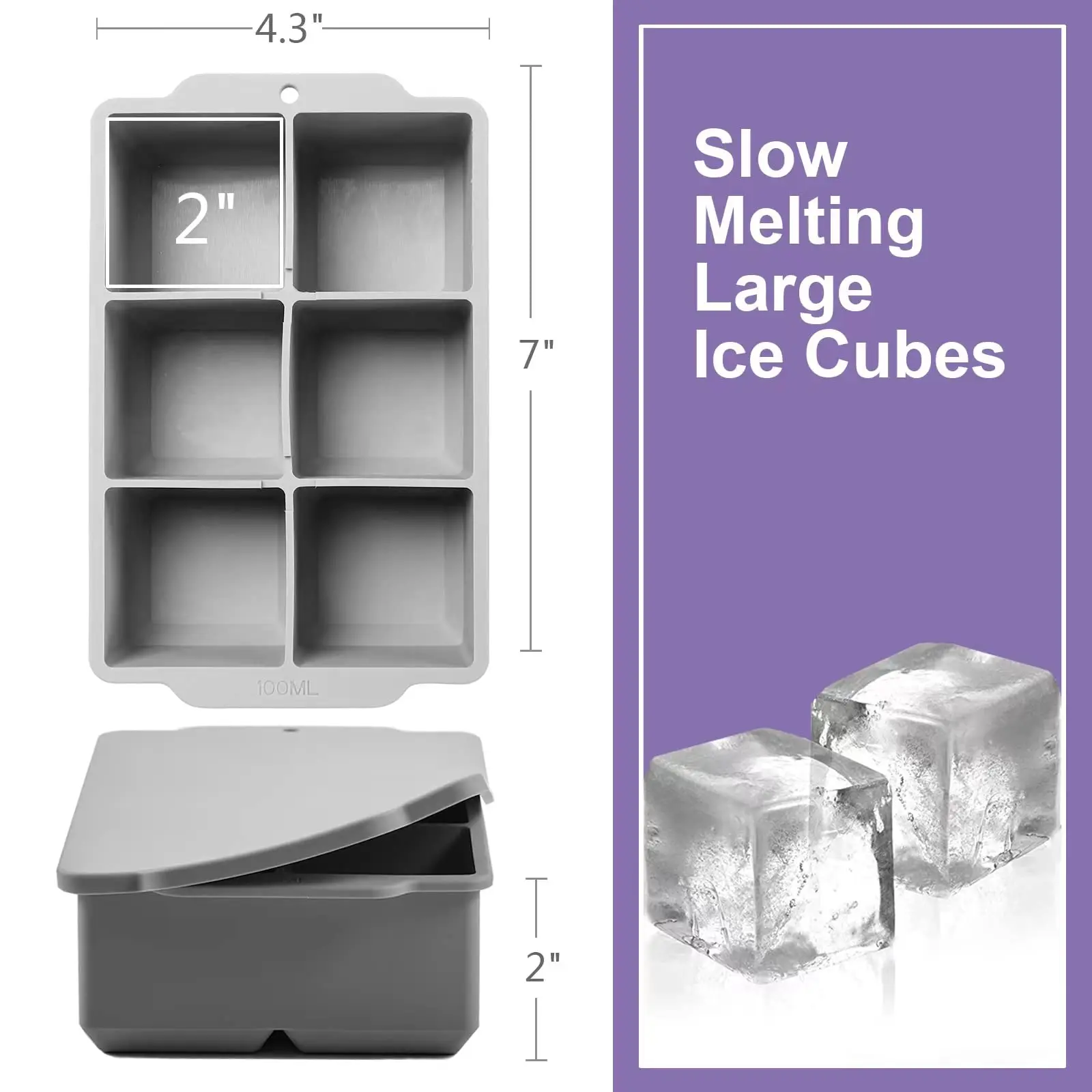 Custom Flexible BPA free Crystal Soft Silicone Ice Cubes Whiskey Ball Maker Clear Large Sphere Tray Mold Easy Release Homeuse