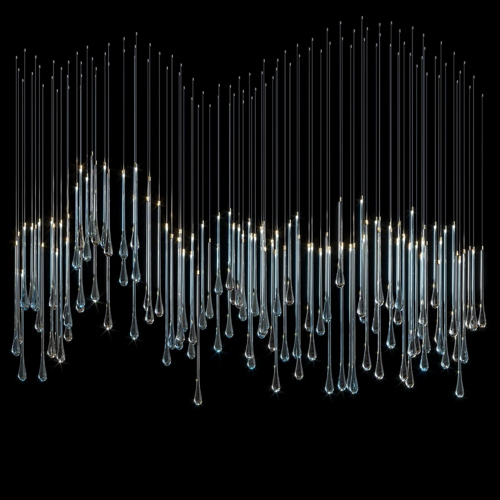 Good Quality Custom Creative Large Decorative Waterdrop Shape Engineering Chandelier Lights for Sri Lanka Hotel