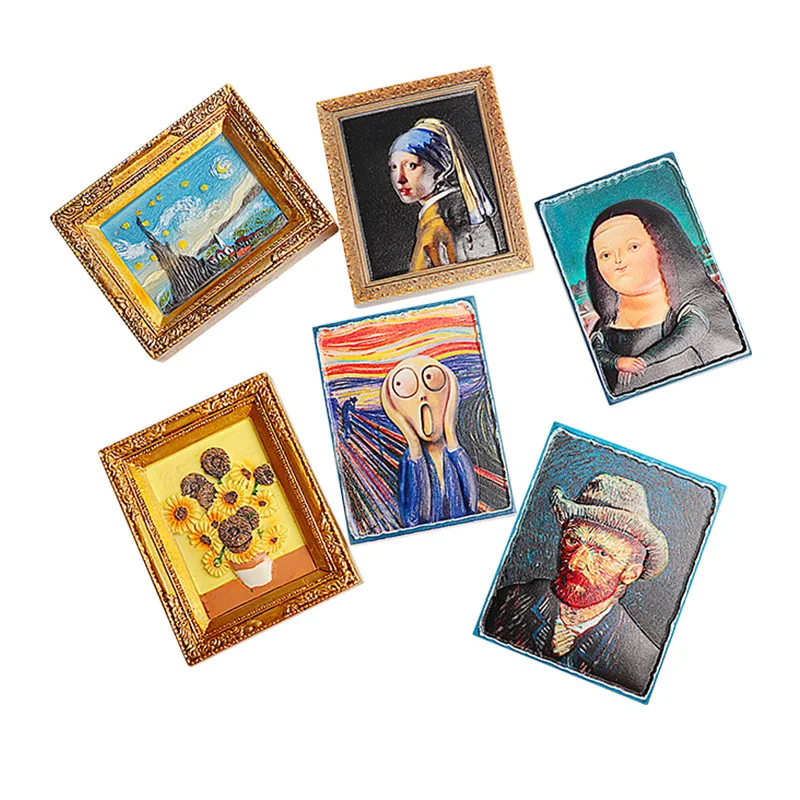 High Quality Customised Refrigerator Magnetic Sticker Home Decoration UV Printing World Famous Painting Custom 3D Fridge Magnets