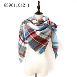 New Style Winter Square Shawl Italian Cashmere Women Oversized Plaid Blanket Scarf