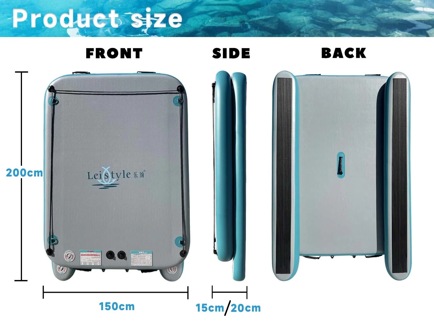 200cm 2 Person Inflatable Water Platform Water Raft with Balance Floating Pontoon for Fishing Swimming River Lake Pool