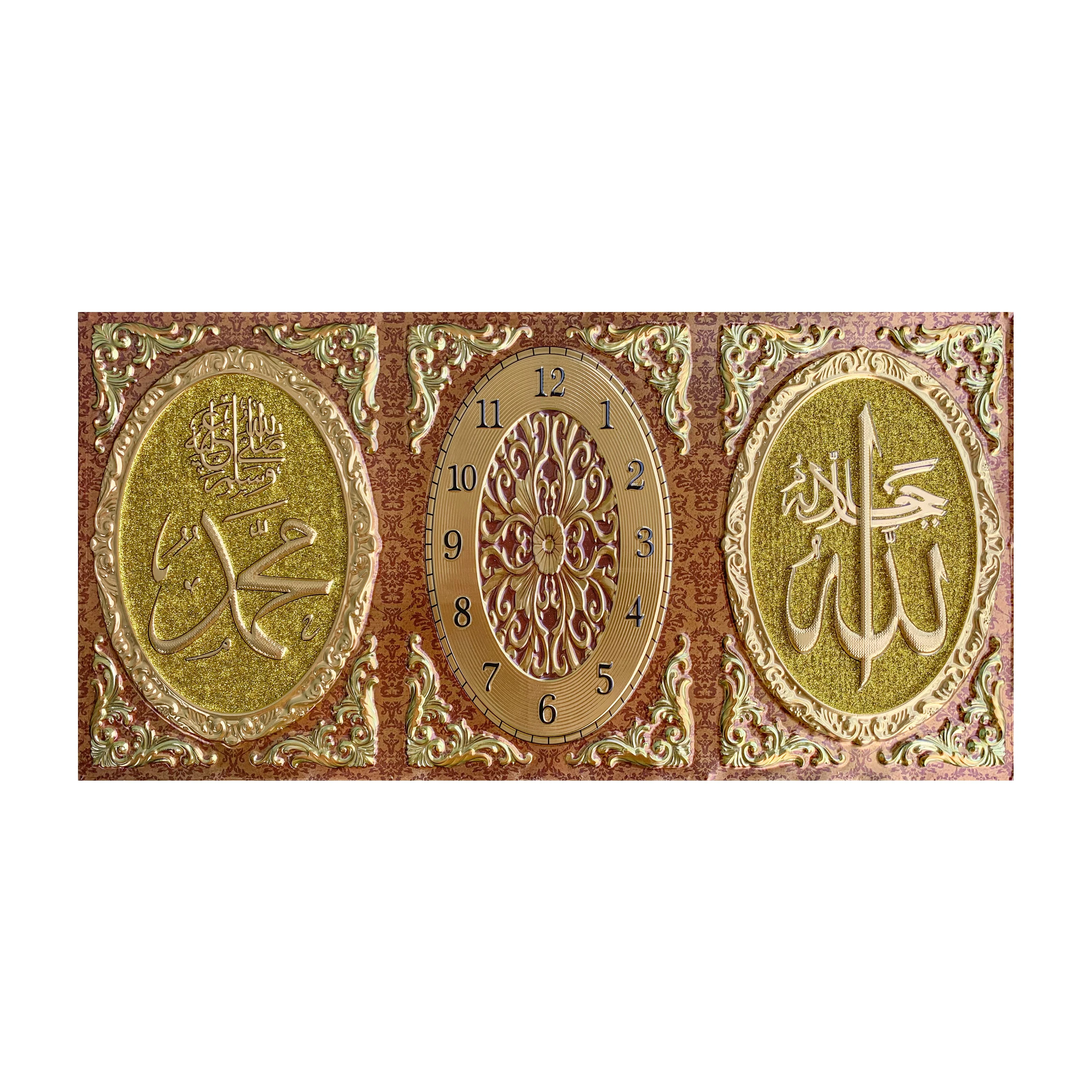 
Best selling wall decor picture clock art prints painting home green canvas allah islamic calligraphy 