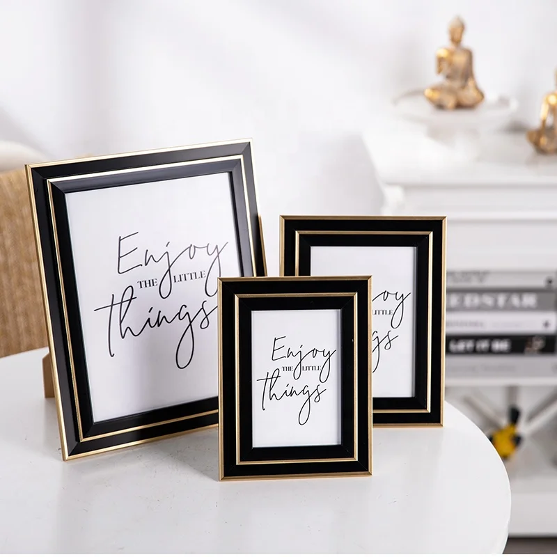 EAGLEGIFTS New Arrival Competitive Price Digital Photo Frames Wholesale Luxury Black Gold Plastic Picture Frame Set Wall Photo