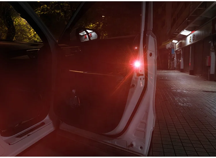Car Led Door Open Strobe Warning Light 3 Leds Anti Rear-end Collision Safety Lamp Wireless Magnetic Induction Flash Signal Light