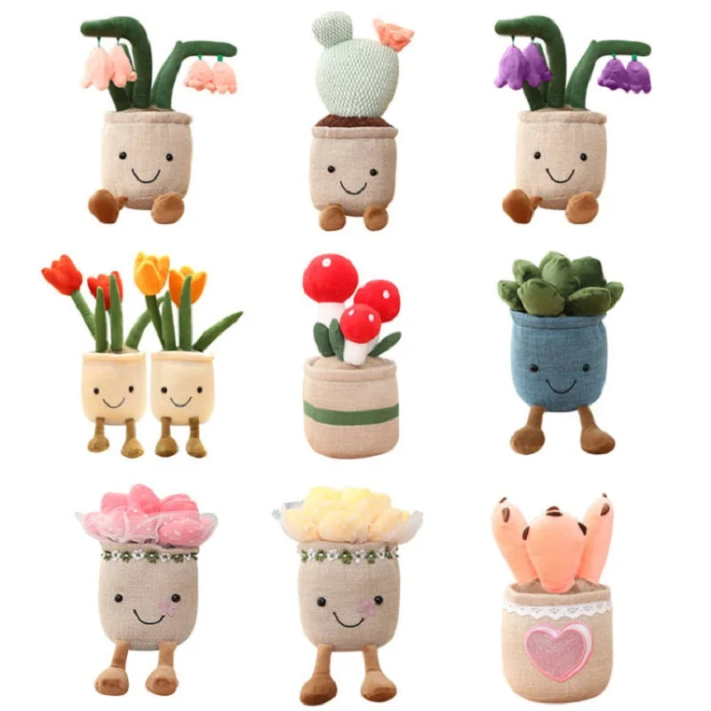 25cm  Custom Simulation Tulip Plants Plush Stuffed Toys Creative Potted Flowers Pillow Soft Doll For Girls Kids Birthday Gift