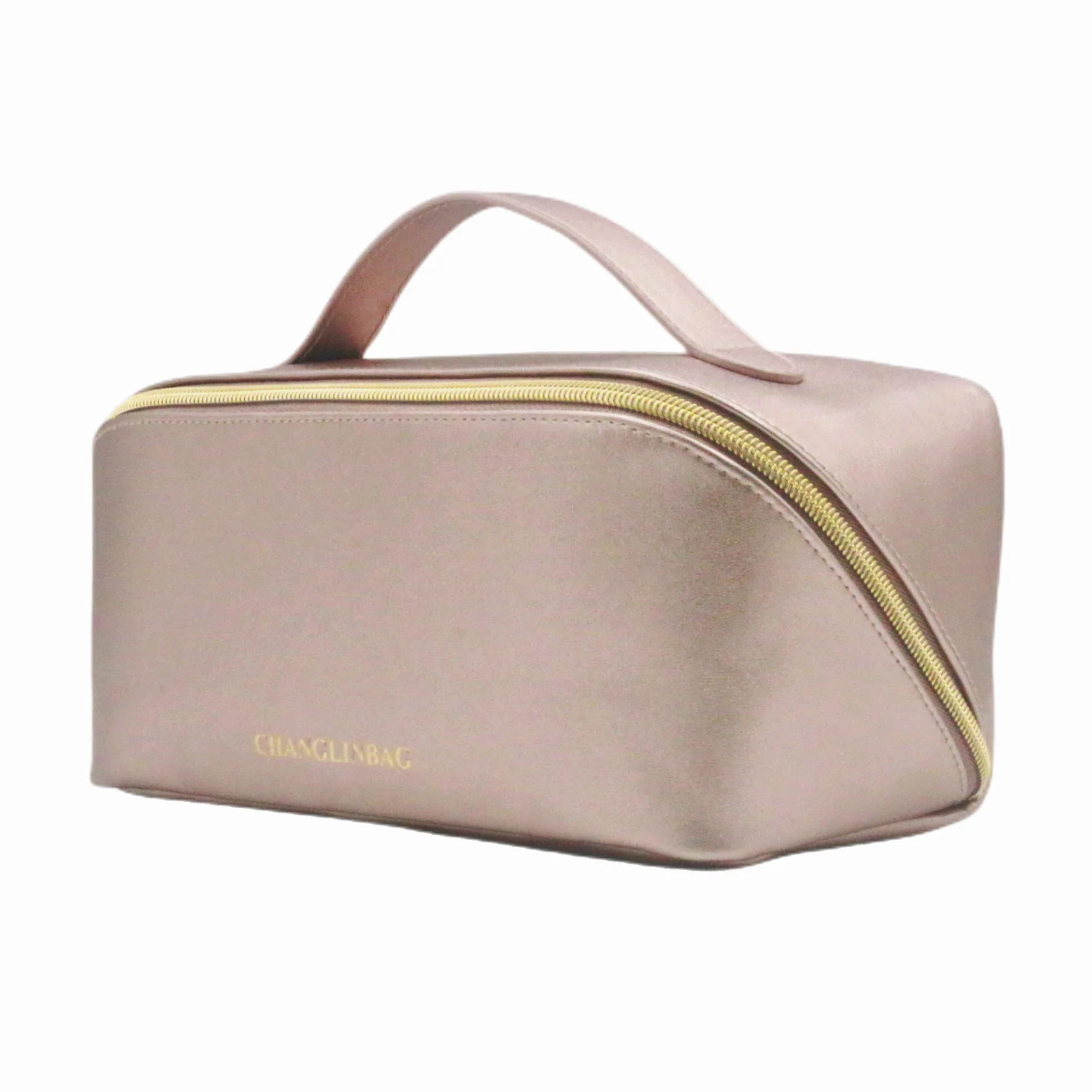 Opens Flat Washable Portable Large Capacity Waterproof Glitter PU Leather Custom Travel Toiletry Cosmetic Makeup Case Pouch Bag
