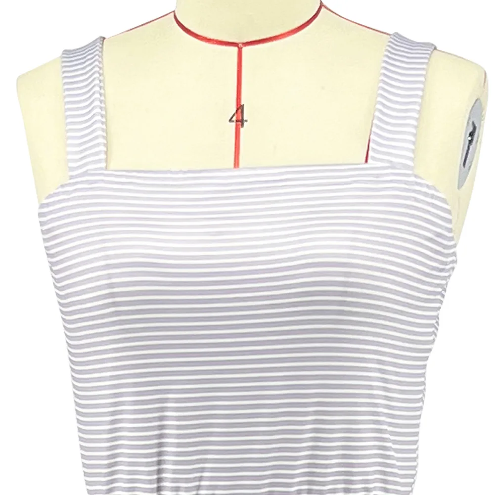 Trendy Summer Ladies Clothes Striped Pocket Loose Rompers Women Jumpsuit Sling Wide Leg Jumpsuits