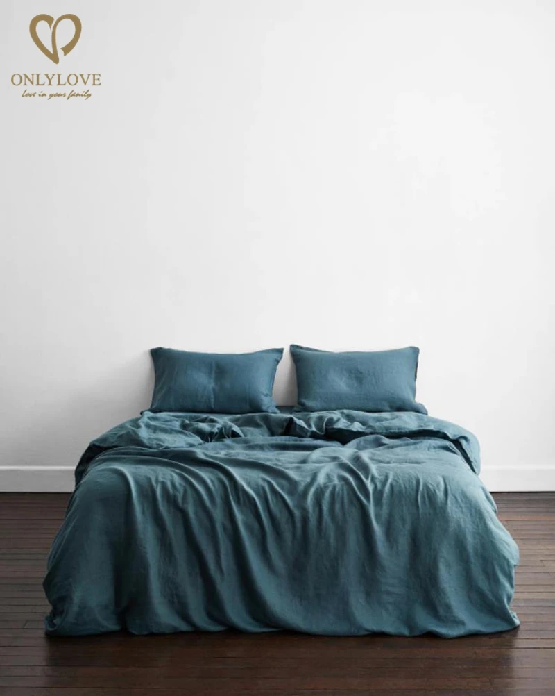 100% Pure Linen Duvet Cover Set Customized Queen King Linen Bedding Set Bed Sheets Pillowcases 4 pcs Bedsheet