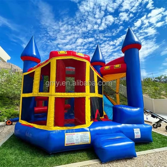 Multicolor Combo Jumper Area With Slide Inflatable Outdoor Bounce House Jumping  Bouncy Castle For  School Districts and Parks