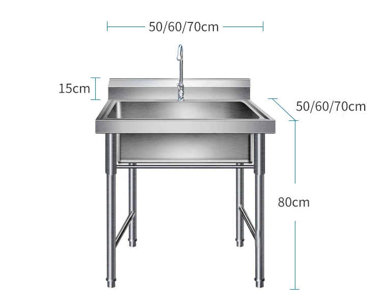 Commercial Stainless Steel Work Table With Sink Restaurant Equipment Double Bowl Kitchen Sink
