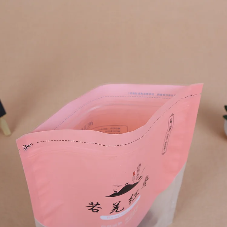 Professional custom semi-transparent sealed tea bag plastic packaging bag general snacks bag