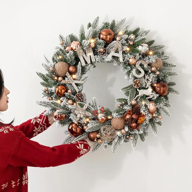 2024 PVC large decoration hand made artificial wreath bulk buy big christmas wreath door garland