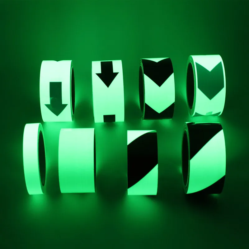 Stairs, walls, steps and exit signs reflective stickers luminous tape warning tape