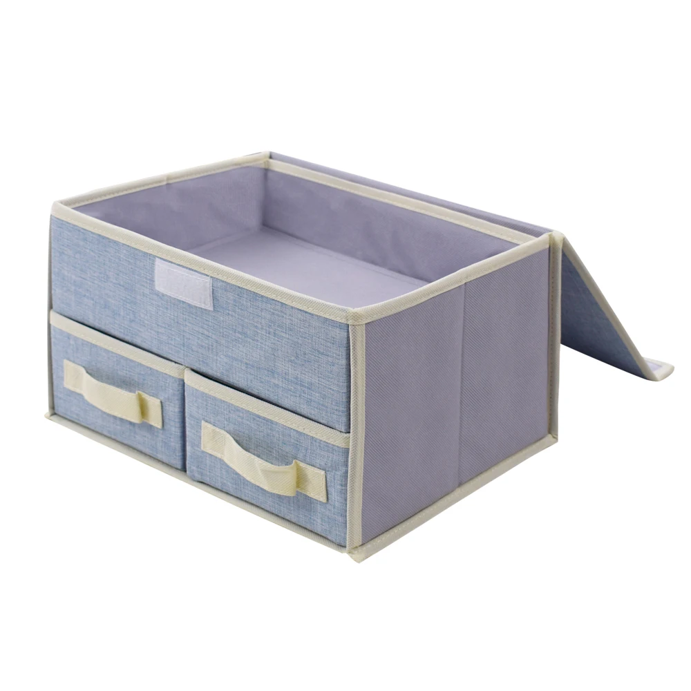 Living Room Decor Linen Fabric Organizer Bins Cabinet 3 Drawer 2 layers Underwear Closet Storage Organizer Box Unit for Closet