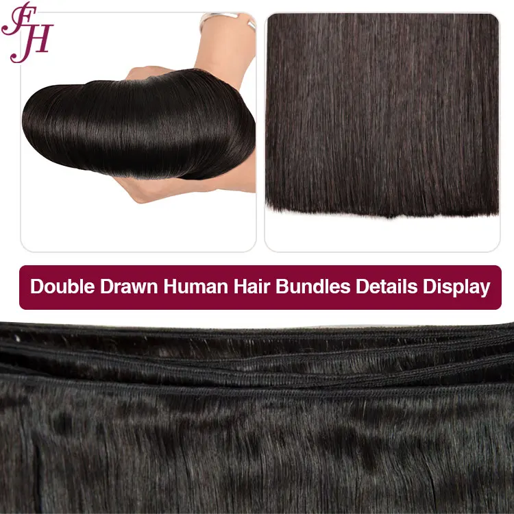 FH High Quality 12A Indian Hair Double Drawn Straight Hair Bundle with Curly Bundles Body Weaves-Peruvian Brazilian Human Hair