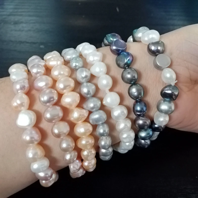 
New Fashion white pink black grey multi color AA real natural freshwater baroque pearl bracelet for sale 
