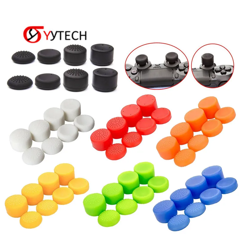 SYYTECH 8 in 1 Soft Protector Silicone Thumb Stick Grips Cap Cover for PS5 PS4 PS3 Controller Gmae Accessories