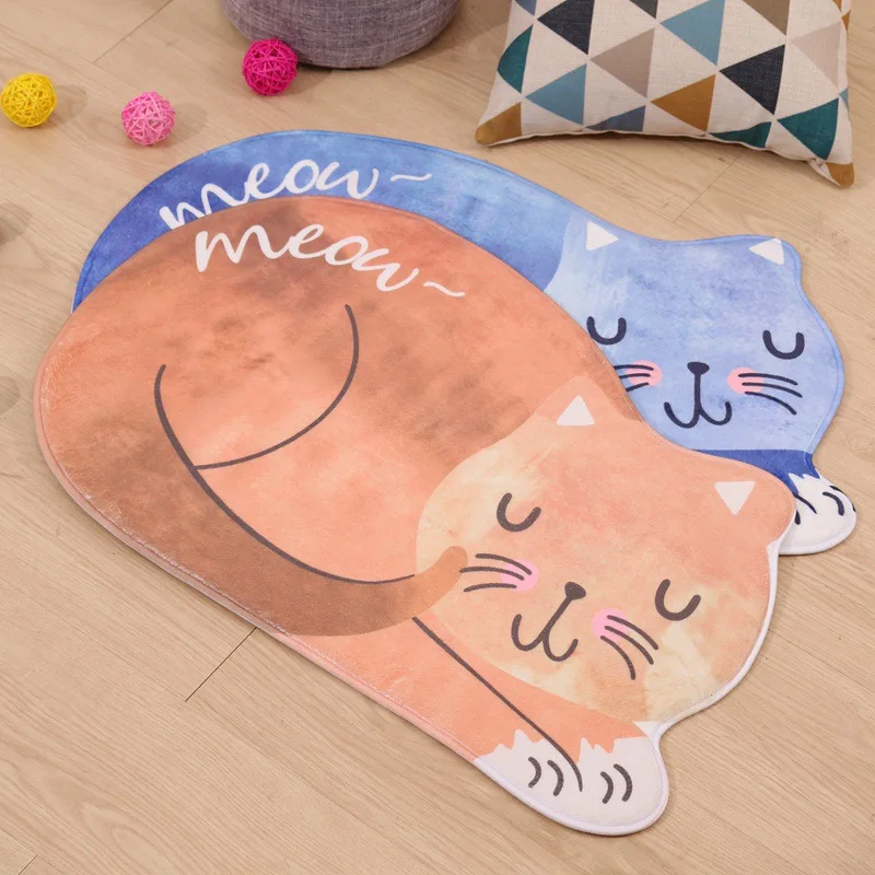 Bathroom cartoon cat entrance door mat carpet floor mat living room non-slip toilet mat