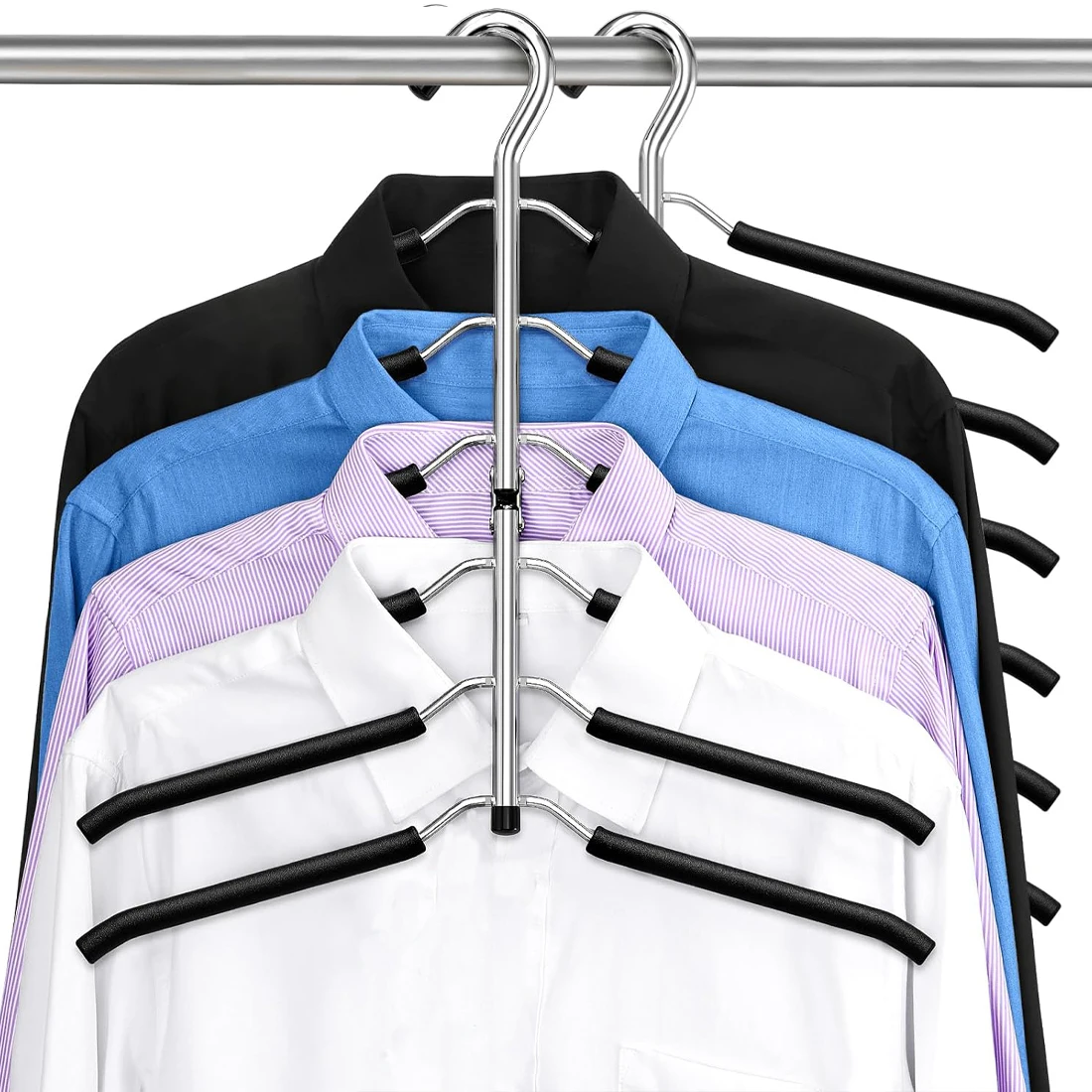 Multifunctional Clothes Hangers Space Saving 6 Tier Coat Hangers Non Slip Foam Hangers for Closet Organizers and Storage