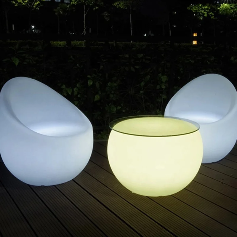 Glowing Colorful LED Light round Coffee Table Short Bar Table Apartment Club Restaurant Home Lounge Night Club