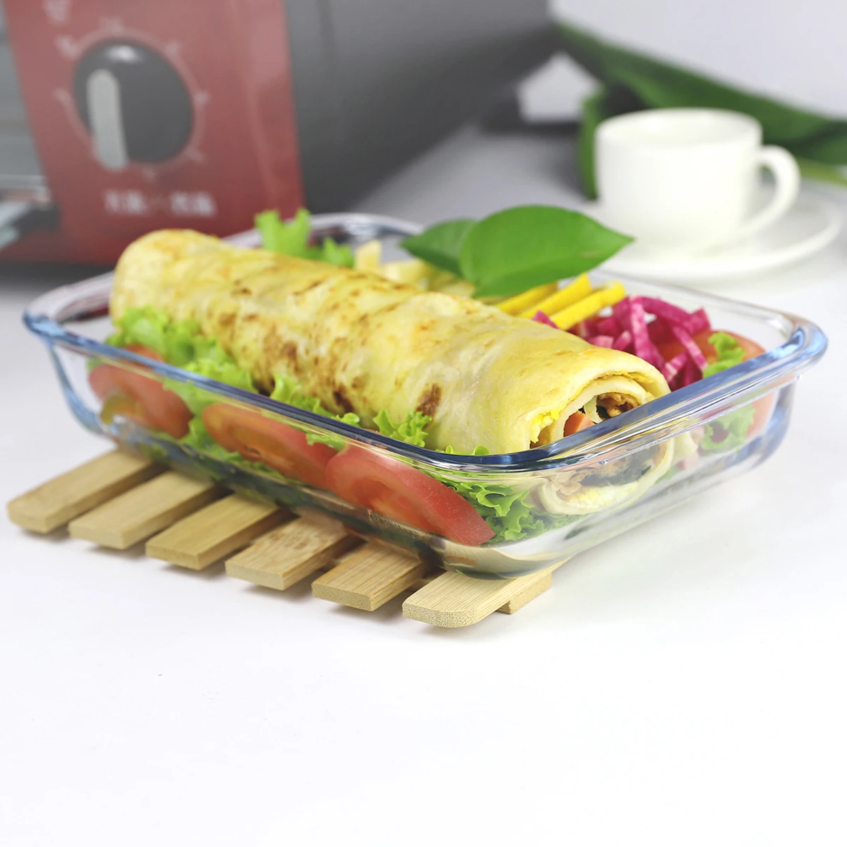 New design baklava tray tempered Glass baking dish with lid safety glass bakeware for kids