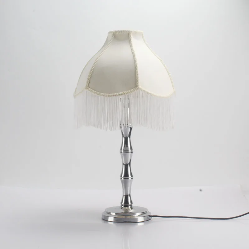 Factory direct European modern table lamp handmade fabric lampshade palace lamp tassel macrame cotton lamp shade