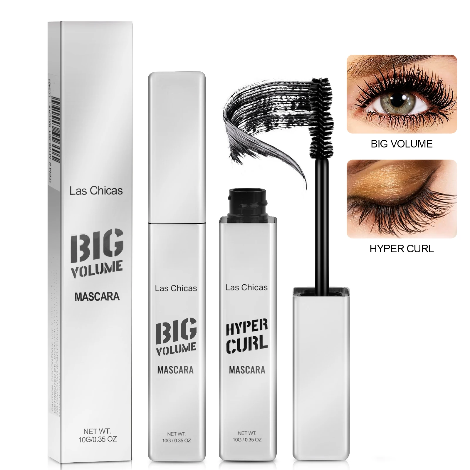2pcs Las Chicas Long Lasting Waterproof Hyper Curling Lengthening Vegan Smudge-proof Glump Free Mascara Kit