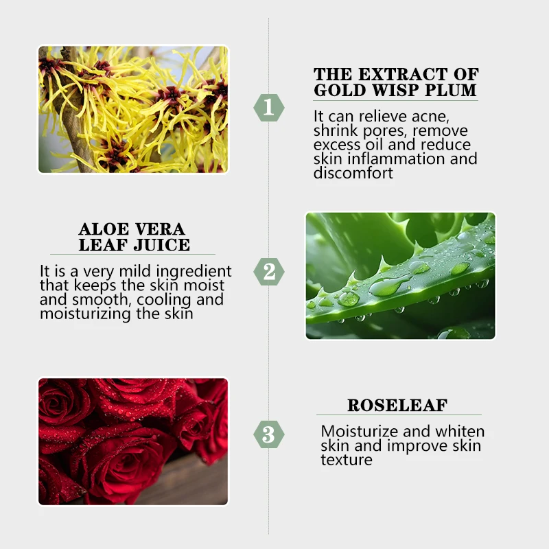 Alcohol-Free Rose Petal Witch Hazel Facial Toner Glowing Skin Soothing Hydrating Refresh Toner For Normal And Combination Skin