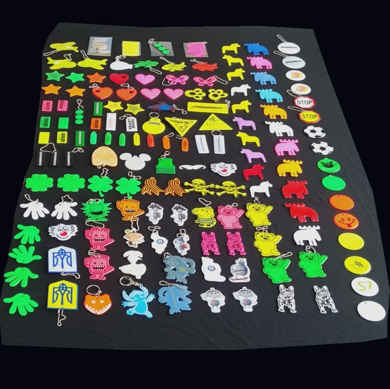 new fashional custom funny hi vis animals shape orange pink reflective keychains safety reflex key ring chains pendent reflector