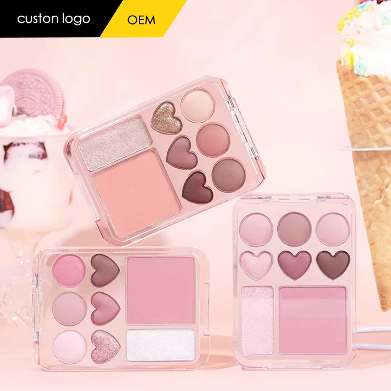 CC30614 wholesale Love Eyeshadow Palette Blush highligther  All-in-one Palette Caramel Pink Brown Earth Color Affordable Women