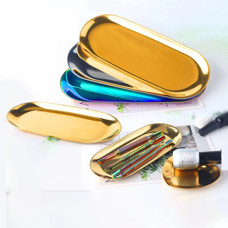 Multicolor Stainless Steel Tray Jewelry Nail Art Accessories And Tools Decorations Metal Tray Products For Nails