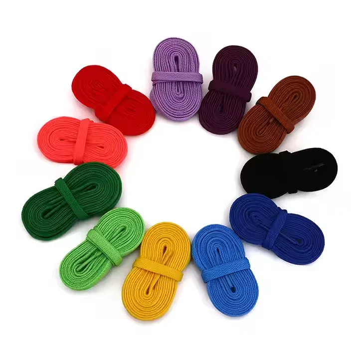 Wholesale Shoestring Shoe Strings Sport Length Cotton Polyester Flat Custom Sneaker Shoe Laces Logo Printed Shoelaces