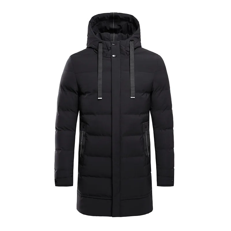 Winter New Fashion Men Long Parka Jacket High Quality Outerwear Windproof Hooded Padded Clothes Down Jackets